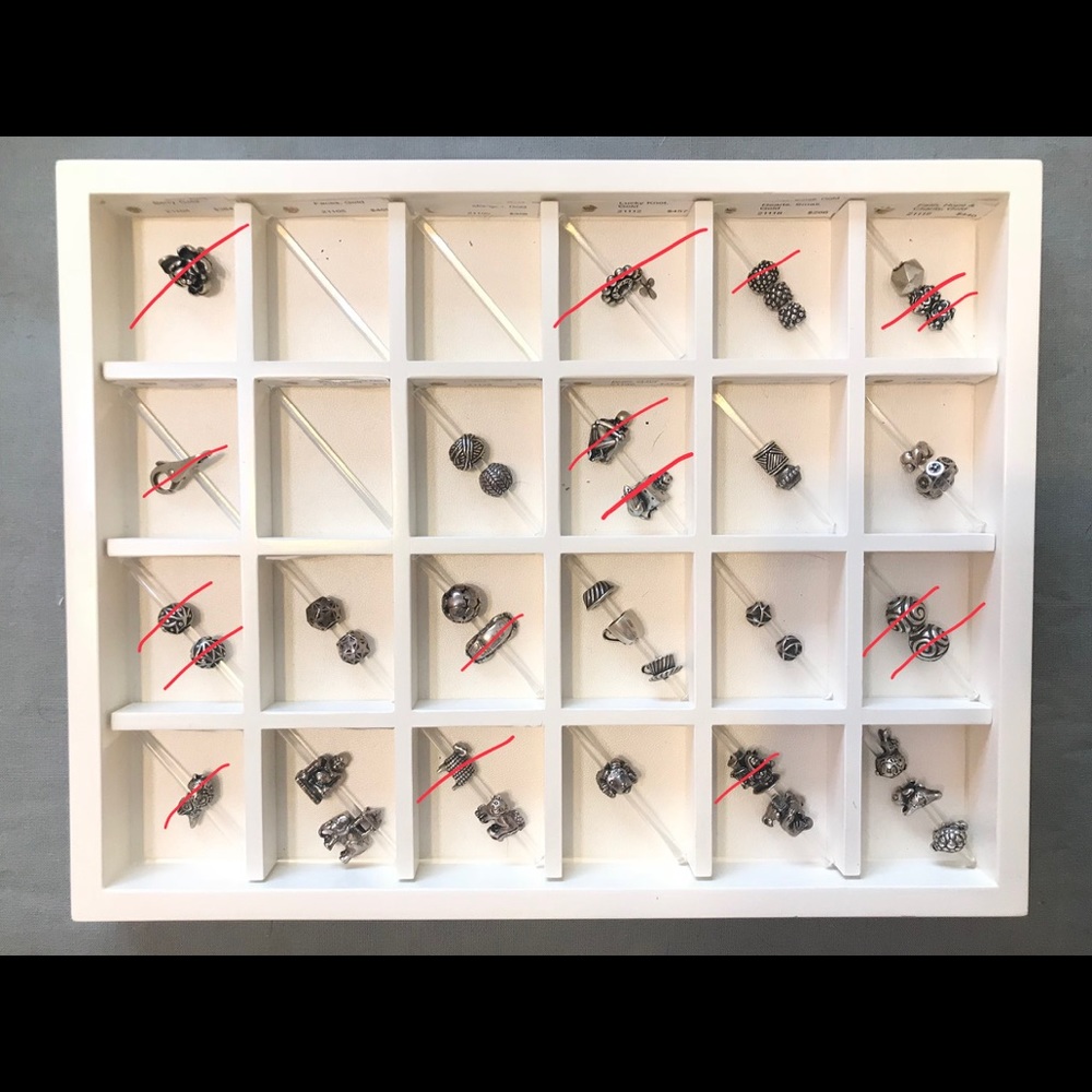 Authentic Silver Trollbeads Lot of 40, clasp, tray